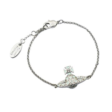 Vivienne Westwood 閃耀水晶藍琺瑯行星土星手鍊 銀色