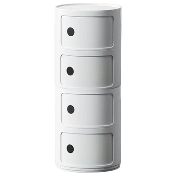 AOTTO 免組裝北歐風圓形拉門四層收納櫃(書櫃 置物櫃 收納櫃 收納架 層架)白色