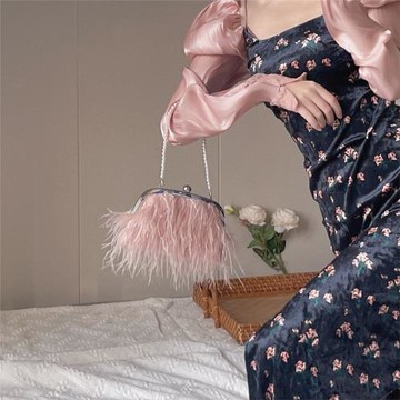 原創仙女復古小眾氣質羽毛手工女士包袋斜挎腋下氣質新款包包女包