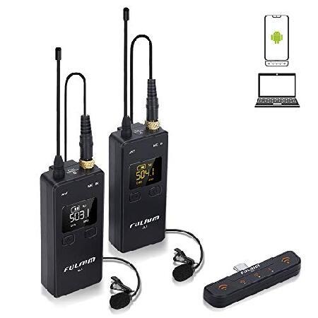 FULAIM VL1 Wireless Lavalier Microphones System for Android Mobile Phones PC Laptop, 16-Channel UHF Lapel Mic for Recording Vlog Video Intervi