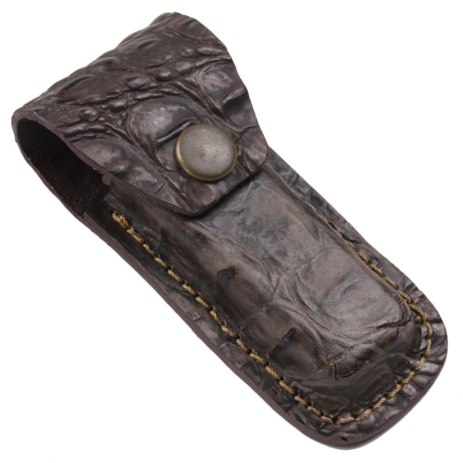 ナイフポーチ 革製 ベルトループ付 クロコダイル調 レザーシース ワニ革風 Crocodile革風 Leather