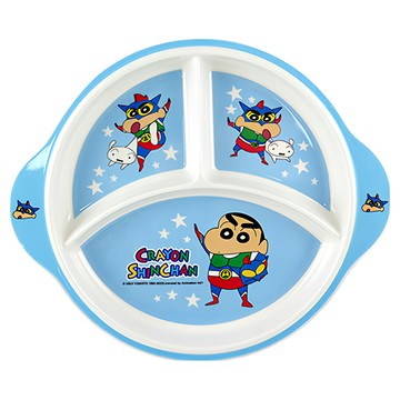 Miravivi 蠟筆小新造型餐盤/分隔盤 圓形  動感超人 藍色  1個