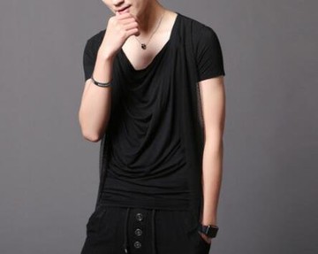 FINDSENSE MD 韓國 潮 男 街頭 夜店 髮型師 暗黑 垂感 網布拼接 短T 特色短T 短袖T恤