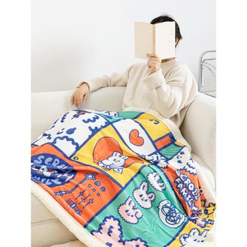 漫畫空調毯辦公室披肩午休午睡小毯子夏季天毛毯工位薄款沙發蓋腿