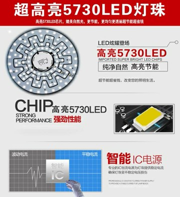 風扇燈寬電壓110V臺灣LED吸頂燈改造燈板燈條長條圓形改裝光源板貼片燈 99購物節