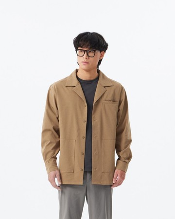 寬版國民領襯衫(咖啡)