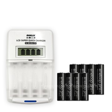 Panasonic 三洋旗艦型充電器+ eneloop PRO黑鑽充電電池(3號2550mAh+4號950mAh 各4顆)
