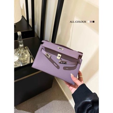 (免運)高級感輕奢小眾紫色手提包包女士2026新款超火單肩斜挎凱莉包秋冬