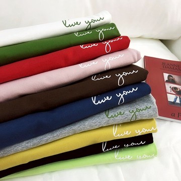 現貨 情侶裝 潮T 班服 情侶t 純棉短t 短袖 左胸簡約LY草寫 MIT 快速出貨 加大尺碼 客製化【Y0882-6】