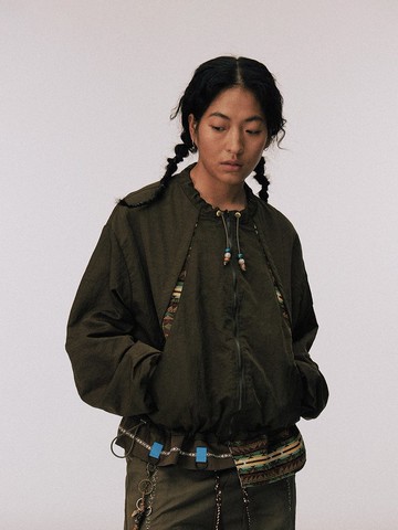 民族感 / 不規則拼接尼龍夾克