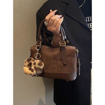 復古小眾絨面手提包包女跨境新款秋冬百搭時尚百搭單肩斜跨托特包