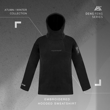 特殊斜邊高領內刷毛帽T