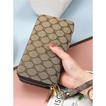 長款錢包女式2025新款刺繡提花大容量時尚雙拉鏈手拿包圣誕節禮物