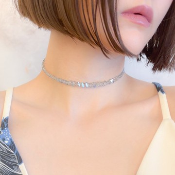 藍色款／冰之記憶的碎片／玻璃線材頸圈 SV665BL