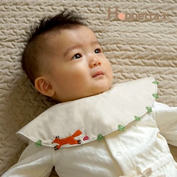 【Hoppetta】元氣狐狸刺繡圍兜