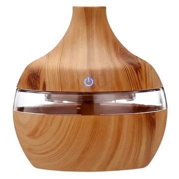 木紋香氛機 300ml 水氧機 七彩LED燈光 可換式棉棒  003  淺木紋