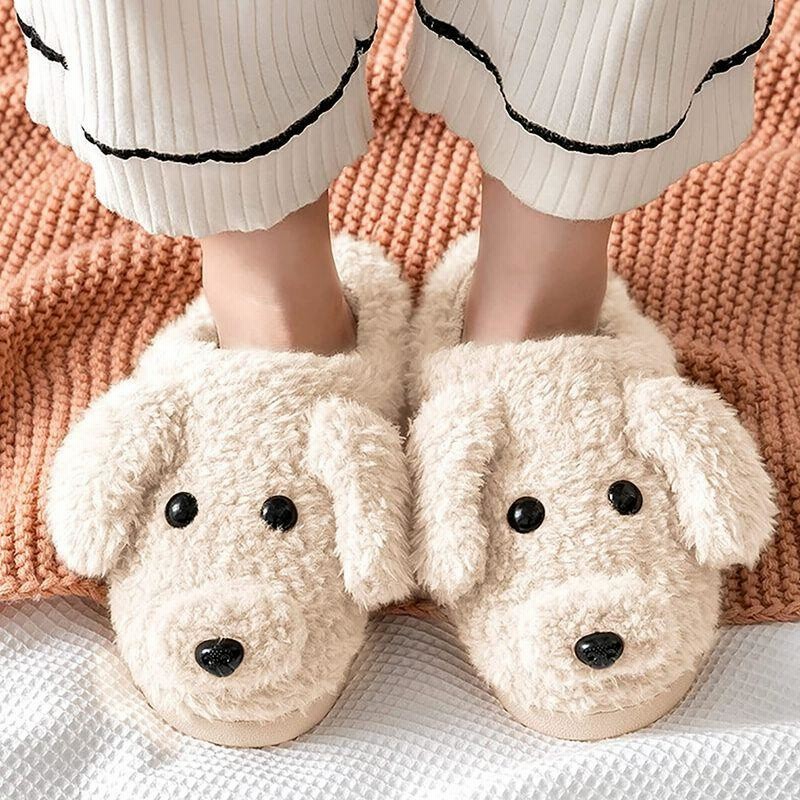 店内全品対象 犬 トイプードル ルームシューズ スリッパ ベージュ もこもこ