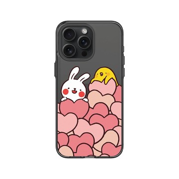 iPhone 15 Pro Max Clear 酷墨灰 - 懶散兔與啾先生 Lazy Rabbit and Mr.Chu - Hearts