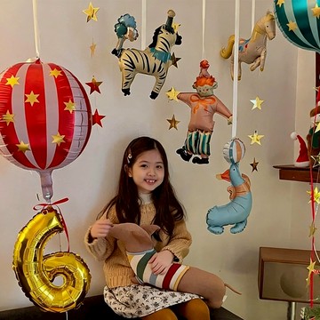 馬戲團 迷你氣球 台灣現貨🎈B258艾妮 生日派對 派對旗 生日旗 動物氣球 背景裝飾 慶生布置 小丑 獅子 斑馬 海獅