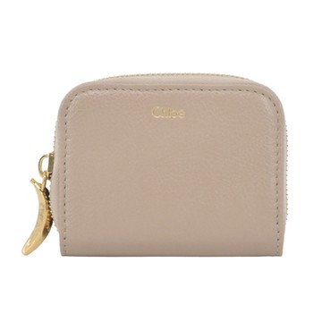 Chloe Banana 粒面皮革拉鍊零錢包(淺褐)