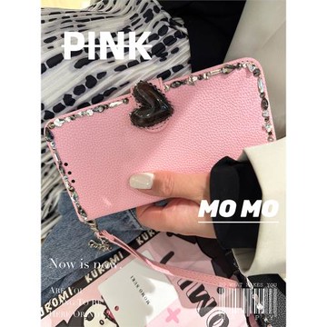 MOMO SUKI 超美ins櫻粉貼鉆閃閃復古翻蓋皮套手機殼適用iPhone16Promax/15PRO/13軟邊防摔保護殼14甜酷少女12