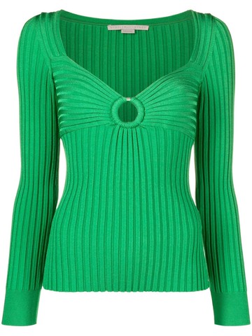 Stella McCartney - cut-out ribbed knitted top - women - Polyester/Viscose - XL - Green