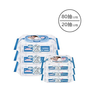 Baan 貝恩 嬰兒保養柔濕巾【80抽X12包(4串)+20抽X12包(4串)】【佳兒園婦幼館】