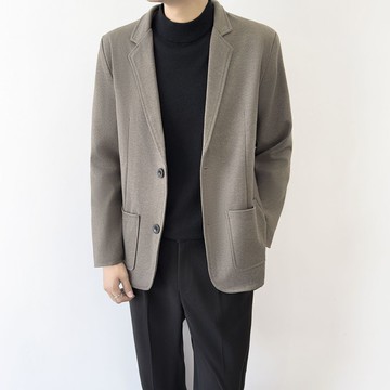 毛呢西裝男   英倫風秋冬高級感緊身正裝高級商務休閒西裝潮