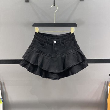 小個子蓬蓬牛仔短裙褲女2026春季荷葉邊高腰顯瘦a字蛋糕裙半身裙
