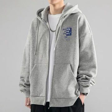 100%純棉開衫衛衣男生春秋季2025新款美式潮牌學生寬松連帽外套衫