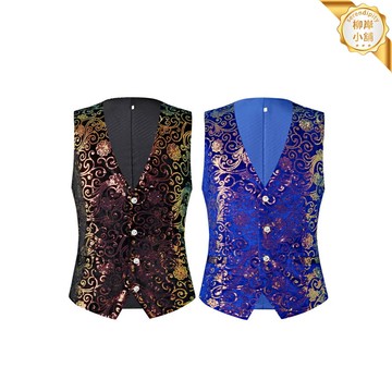 【舞臺炫彩】演出馬甲 亮片馬甲 男裝馬甲 西裝馬甲 主持人服裝 中國風刺繡 修身顯瘦 夏季透氣 影樓舞臺演出