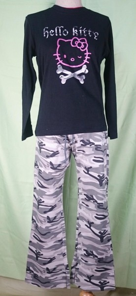 【震撼精品百貨】Hello Kitty 凱蒂貓~衣褲組_迷彩黑
