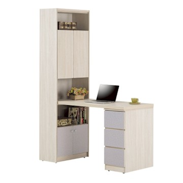 文創集 愛利四門4尺三抽雙色書桌櫃組合-120x57x192cm免組