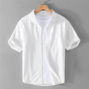 【巴黎精品】襯衫短袖上衣-休閒簡約純棉日系男裝5色a1bu13