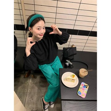 Garish/花里胡哨 時尚別致系帶小衫女秋季新款純欲小眾百搭上衣潮