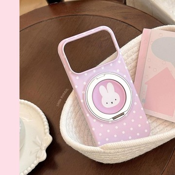 🔥直播專屬🔥 粉小兔旋轉支點適用iphone17pm手機殼蘋果16磁吸菲林15韓系波點17