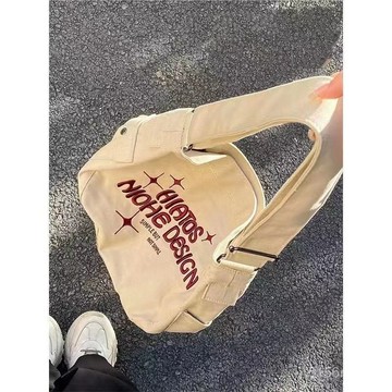 限時搶購💛帆布包💛日係帆布包女大學生上課ins慵懶風大容量單肩斜挎小衆刺繡託特包