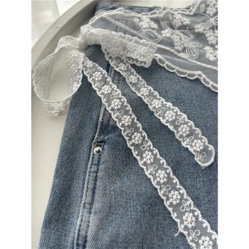 時尚屁簾女蕾絲三角巾疊穿高級腰帶配裙子流蘇腰搭絲巾圍巾腰封