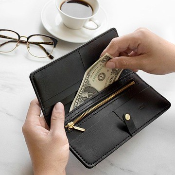 【客製化禮物】真皮手做Diy套組-長夾/黑色(免費客製刻字)