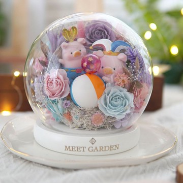 馬戲團Lulu豬保鮮花加大LED玻璃球