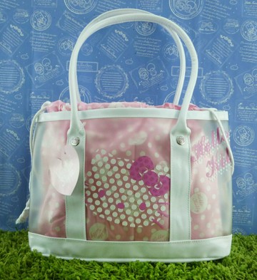 【震撼精品百貨】Hello Kitty 凱蒂貓 透明防水袋 白色點點 附袋【共1款】 震撼日式精品百貨