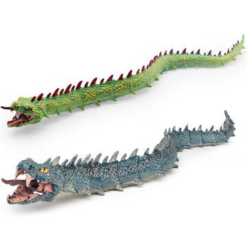 🌈「動物世界」仿真野生動物水蛇模型兒童認知巴斯里斯克蛇蛇怪整蠱裝飾擺件