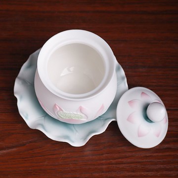 蓮花陶瓷圣水香爐水杯擺件凈水家用供佛供奉佛前供水觀音佛堂佛具 c7301
