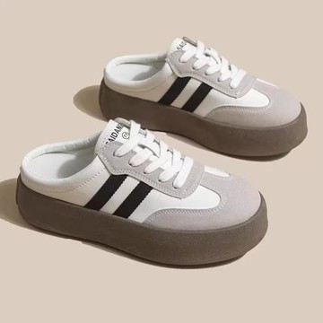 半拖鞋女外穿2025新款厚底女款包頭半拖鞋春秋懶人鞋子一腳蹬女鞋