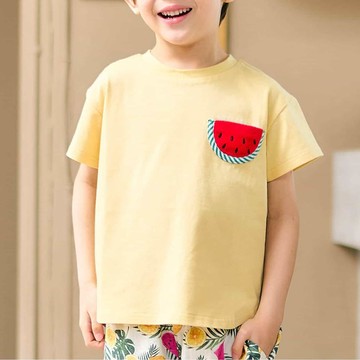 日本 apres les cours - 接觸涼感 抗UV立體刺繡短袖上衣-西瓜-黃