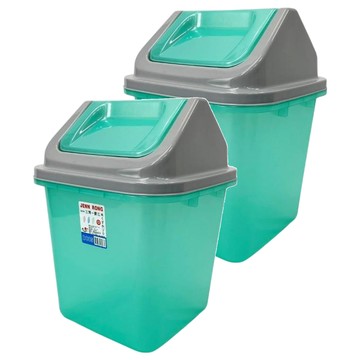 三博一爵三紙林 方形附蓋垃圾桶 綠色 2個套裝  中(28 x 28 x 38.5cm)