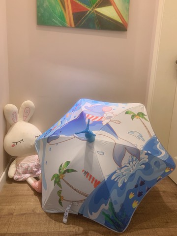 兒童站立防水夜光反光條圓角大童晴雨兩用傘遮陽傘長柄傘寶寶傘