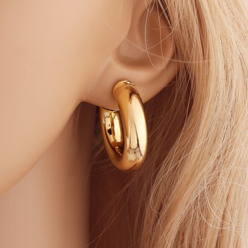 8mm圓柱銅管耳環歐美時尚圓形耳圈加粗耳飾品