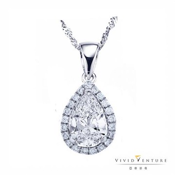 亞帝芬奇GIA50分DVS2鑽石項鍊璇光鉑金台+18K金鍊