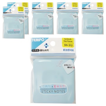 TEMPO 節奏牌 SN-312 圓角便利貼 3x3inch 100枚  藍色  6包  1組